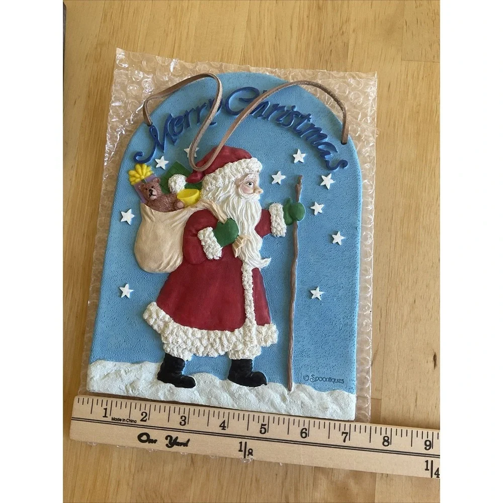 Spoontowues Merry‎ Christmas Santa Wall Hanging New vintage